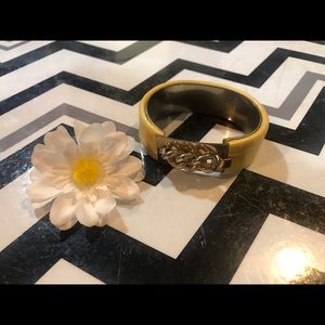 Vintage Yellow Leather Bangle